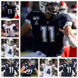 대학 미식 축구 착용 커스텀 UCONN HUSKIES 축구 저지 대학 아트 톰킨스 Ardell Brown Matt Drayton Mike Beaudry D.J. 모건 하이