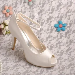 Dress Shoes Wedopus Mother Of The Bride Wedding Peep Toe Ankle Strap Pumps Ivory Satin