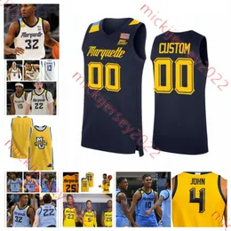 Camisa de basquete Marquette Olivier-Maxence Prosper Oso Ighodaro Sean Jones Chase Ross Cameron Brown Jake Ciardo Marquette Golden Stitched Golden Eagles Jerseys