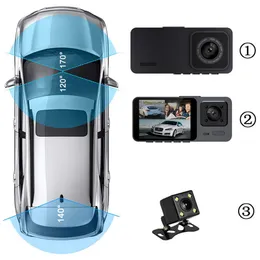 Electronics Dash Cam Car Camera 3 Channel Video Recratistrator HD 20 inch Black Dashcam بدقة عالية لترقية السيارة قطع الغيار Auto Dash Camera J230427