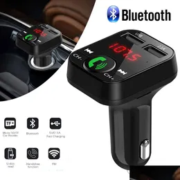 Bluetooth Car Kit Hands Wireless Fast Charger Fm Transmitter Lcd Mp3 Player Usb 2.1A Accessories O Receiver Drop Delivery Automobiles Otsg0