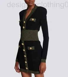 Basic & Casual Dresses designer luxury Ba Spring New Women's Fashion French Elegant and Style Bright Silk Shoulder Matched Metal Buckle Ice Knitted Dress 8E6T