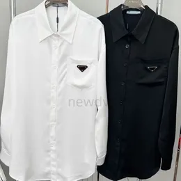 Damen-Designer-Hemd und -Bluse von Triangle Label, Gürteltasche, modisches, lässiges, langärmliges Hemd mit Revers aus strukturiertem Stoff