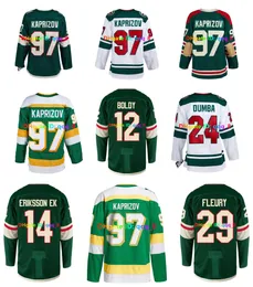 Kirill Kaprizov Matt Boldy Vahşi Hokey Jersey Minnesota Brock Faber Marc-Andre Fleury Joel Eriksson Ek Marcus Foligno Ryan Hartman Calen Ekle