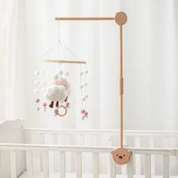 Rattles Mobiles Baby Wood Bed Bell Bracket Cartoon Bear Crib Plastics Mobile Hanging Toy Holder Arm Decoration 230427