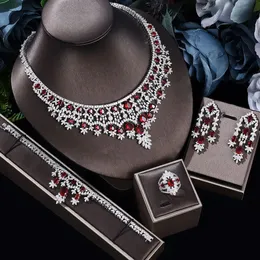 Beaded Necklaces 4piece suit Cubic Zirconia Bride Jewelry Set Womens Party Deluxe Dubai Crystal Wedding 231124