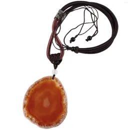 Pendant Necklaces Irregular Agate Slice Necklace Lucky Amulet Healing Crystal Stone With Nylon Cord Adjustable Jewelry For Women Men