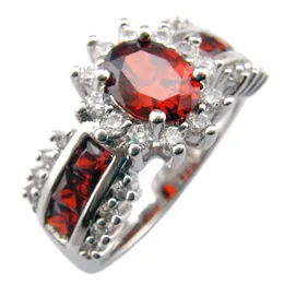 Moda Red Garnet Pierścień Cubic Zirconia Stone Pierścień Ślubny dla kobiet