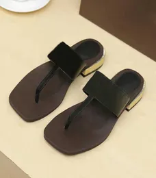 Summer Slides tofflor metallkedja tofflor designer skor kvinnor casual toffel 100% riktiga läder flip flops sandaler SZ 5-11 no2