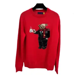 Дизайнерский свитер Ralphs Laurens, свитер высшего качества, рождественский и новогодний, осенне-зимний, с вышивкой «Маленький медвежонок», свитер из чистого хлопка с круглым вырезом