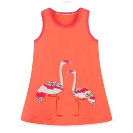 Clothing Sets New Summer Boutique Wholesale Flamingo Orange Applique Sleeveless Toddler Baby Children Girls'dress