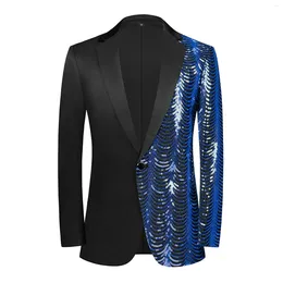 Men's Suits Male Prom Party Suit Solid Color Fashion Half Sequin Slim Fit Long Sleeve Youth Lapel Casual Rain Gear