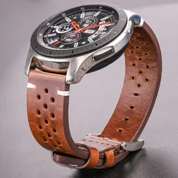 Watch Bands Handmade Cowhide Breathable Band 18 20 22 24mm Men Women 4 Colors Oil Wax Genuine Leather Strap band Accessories 230426