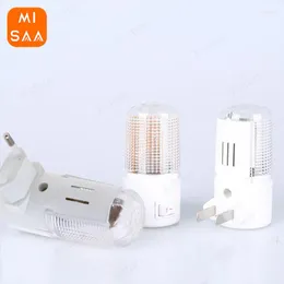 Nattlampor väggmonterad LED-ljus hushållens nödbelysning EU US Plug Bedside Lamp Energieffektivt sovrum