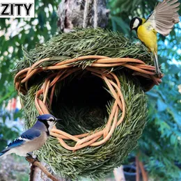 Nests Hanging Outdoor Birds Nest Natural Pine Needles Woven Birdhouse Bird Cage Garden Courtyard Decoration Bird Hut Pet Accessories