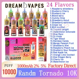 Original Randm Tornado 10000 Puff Disposable Vape Pen Mesh Coil 20 ml POD Laddningsbart batteri 2% 5% 24 Flavors E-cigarett