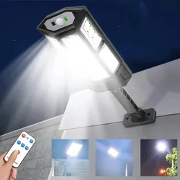 High Lumens nyaste solen LED -ljus Utomhus Solar Lamp of Motion Sensor 4 Mode Waterproof Solar Garden Light Street Yard Lantern