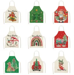 Christmas Aprons Adjustable Kitchen Women Chef Cooking Santa Claus Tree Snowflake Style Baking Grilling Aprons 68x55cm2657266