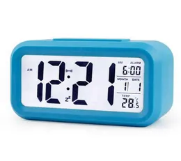 Digital LED Desktop Alarm Clock Smart Sensor Backlight Nightlight Temperatur Snooze Data Kalender Silent Electronic Desk Bedside 9993668