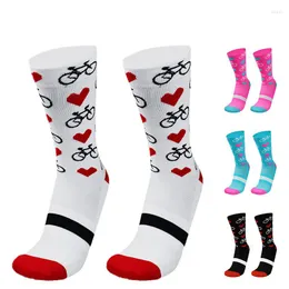 Sports Socks Sky Knight Unisex Casual Mid Bicycle and Heart-Shaped Mönster Högkvalitativ bekväm andningsbar trendig