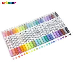 Highlighters 1224 ألوان علامة النقطة الإبداعية قلم تمييز الجدة الملونة الملونة منتشرة العلامات Dual-Tip Drawing Account 230426