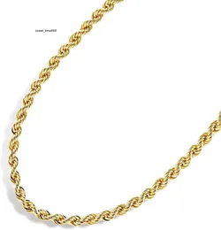 Colar de corrente de ouro Atelier de joias Série - Colar de corrente de ouro puro 14K preenchido com corda Adequado para homens e mulheres Tamanhos diferentes (2,1 mm, 2,7 mm ou 3,8 mm) Metal