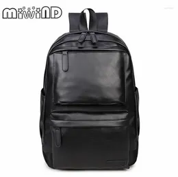 Backpack Style Men Leather Quality Youth Travel Rucksack School Book Bag Male Laptop Business Bagpack Shoulder