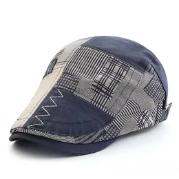 Newsboy Hats Spliced Plaid Niche Peaked Cap For Women Summer Sunshade And Sun Protection Hat For Men Fashionable Retro Cotton Versatile Cap zln240202
