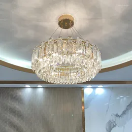 シャンデリアは透明なクリスタルシャンデリアモダンライトラグジュアリー照明2023グロスリビングルーム装飾