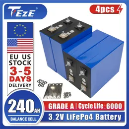 Nytt LIFEPO4 Batteri 4st etc Batteri 240Ah 3.2V Deep Cycle 12V 24V 48V RV Electric Car Golf Cart Home Solar Storage System EU Warehouse