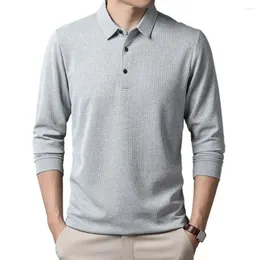 Camisas casuais masculinas versátil lapela design camisa masculina na moda de manga comprida cor sólida topo para o outono
