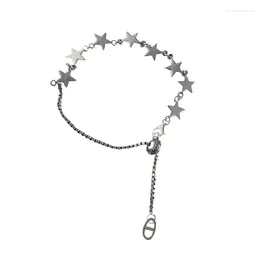 Charmarmband Fempunktsstjärna Armband Fashion Metal Chain Statement smycken Länk Bangle Gift för män Kvinnor