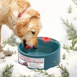 Matande hund uppvärmd vattenskål Konstant temperatur PET Vattenvärmeskålen för katter Dogs Chicken Birds Outdoor Winter Dog Bowl 2.2L