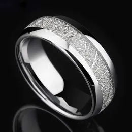 Bandringar mode män ringar 2022 smycken tillbehör klassisk 8mm guldsilver färg meteoriter mönster rostfritt stål ringar för män aa230426