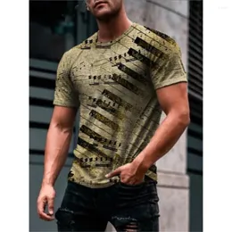 Męskie koszule T-shirty Summer Vintage Muzyka Note 3D Print Streetwear Men Men Mode Modne Kobiety z krótkim rękawem Koszulki dla dzieci Tops Ubranie