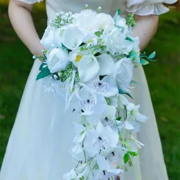 Kwiaty dekoracyjne 24 -calowe sztuczne róże bukiety ślubne kaskadowe bukiet ślubny na ceremonię propozycji rocznica walentynki
