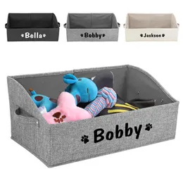 Accessories Personalized Dog Cat Toy Storage Box Free Print Name Pet Clothes Storage Basket Foldable Pets Organizer Baskets For Dogs Cats