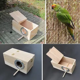 巣木製の鳥のケージネスティングボックス繁殖飼育hatching hatching hatching nest for parakeet budgiesカクテルフィンチラブバードオウムハウス