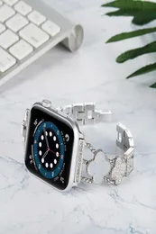 Ремешки для часов металлический ремешок для Apple Watch UItra 8 7 41 мм 45 мм 49 мм 6 5 4 SE 44 мм 40 мм женский браслет из нержавеющей стали с бриллиантами iWatch8917194