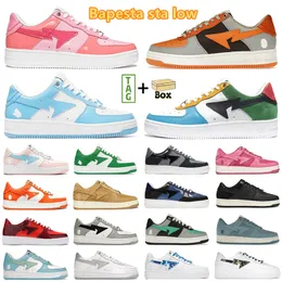 Med Box Bapesta Sta Low Basketball Shoes Men skor färg camo combo svart beige mocka pastell rosa kvinnors sneaker storlek 36-45