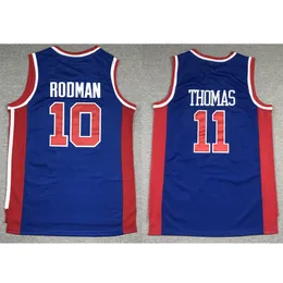 American Basketball Wear Isaiah Thomas 11 Dennis Rodman 10 후퇴 남자 유니폼 블루 미첼 네스 셔츠 성인 크기 스티치 저지 믹스 주문