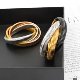 tira de ouro preto 18cm 20cm pulseira elástica de três camadas pulseira de aço inoxidável banhado a ouro 18K pulseira HipHop elemento jóias diâmetro do fio 12MM designer Party