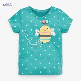 T shirts Little Maven 2023 Kaus Katun Lengan Pendek Baju Musim Panas Dengan Lebah Kecil C Untuk Bayi Perempuan Anak Anak 2 Sampai 7 Tahun 230426