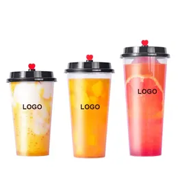 C400-C1 10000st/Box 400 ml Anpassad logotyp Boba Cup Milktea Cups Transparent 95mm Cup Mouth Plast Bubble Tea Cup for Tea Shop