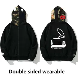 Apeman köpekbalığı işlemeli kapüşonlu kazak erkek sweatshirt tasarımcısı hoodie erkek kadın hoodies baykuşlar co tasarım ceketi iki taraflı tişörtü