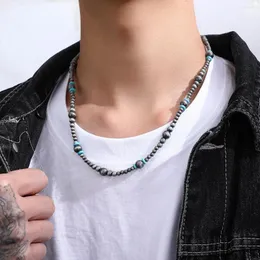 Łańcuchy sindlan 1PC Western Cowboy Pearl Beaded Chain Naszyjnik dla mężczyzn Geometryczna moda męska w biżuterii kadenów para hombre