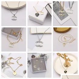 Pendant Necklaces Fashion Designer Necklace Rhinestone Gold Plated Stainless Steel Letter For Women Jewelry No Box 20 Style Drop Deliv Dh2Kr