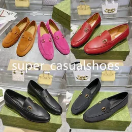 Klassiska kvinnor plattkvalitet loafers designer klänningskor 100% autentisk kohud metall spänne lady casual skor mules princetown tryckt trampla lata bilder