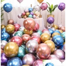 Пользу для вечеринки, металлические хромированные латексные шары, 50 шт., 10 дюймов, зеленый блестящий шар Sier для свадебного душа, Прямая доставка, домашний сад, праздничный Otmn6