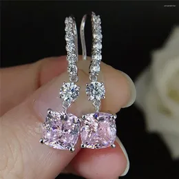 Kolczyki Dangle Women White Gold 14k Drop 2ct/kawałek różowy spinel zaręczyny Piękna biżuteria urodzinowa dla kobiet oryginalna